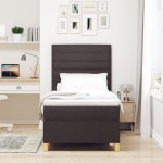 vidaXL Pat cu arcuri cu saltea Maro închis 90 x 200 cm țesătură vidaXL Pat cu arcuri cu saltea Maro închis 90 x 200 cm țesătură