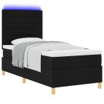 vidaXL Pat cu arcuri cu saltea Negru 100 x 200 cm țesătură vidaXL Pat cu arcuri cu saltea Negru 100 x 200 cm țesătură