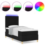 vidaXL Pat cu arcuri cu saltea Negru 100 x 200 cm țesătură vidaXL Pat cu arcuri cu saltea Negru 100 x 200 cm țesătură