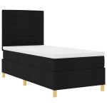 vidaXL Pat cu arcuri cu saltea Negru 100 x 200 cm țesătură vidaXL Pat cu arcuri cu saltea Negru 100 x 200 cm țesătură