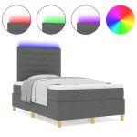 vidaXL Pat cu arcuri cu saltea Gri închis 120 x 190 cm țesătură vidaXL Pat cu arcuri cu saltea Gri închis 120 x 190 cm țesătură