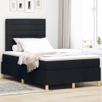 vidaXL Pat cu arcuri cu saltea Negru 120 x 200 cm țesătură vidaXL Pat cu arcuri cu saltea Negru 120 x 200 cm țesătură