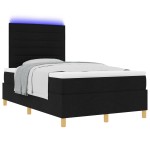 vidaXL Pat cu arcuri cu saltea Negru 120 x 200 cm țesătură vidaXL Pat cu arcuri cu saltea Negru 120 x 200 cm țesătură