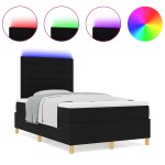 vidaXL Pat cu arcuri cu saltea Negru 120 x 200 cm țesătură vidaXL Pat cu arcuri cu saltea Negru 120 x 200 cm țesătură