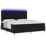 vidaXL Pat cu arcuri cu saltea Negru 200 x 200 cm țesătură vidaXL Pat cu arcuri cu saltea Negru 200 x 200 cm țesătură