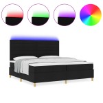 vidaXL Pat cu arcuri cu saltea Negru 200 x 200 cm țesătură vidaXL Pat cu arcuri cu saltea Negru 200 x 200 cm țesătură