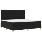vidaXL Pat cu arcuri cu saltea Negru 200 x 200 cm țesătură vidaXL Pat cu arcuri cu saltea Negru 200 x 200 cm țesătură
