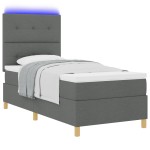 vidaXL Pat cu arcuri cu saltea Gri închis 80 x 200 cm țesătură vidaXL Pat cu arcuri cu saltea Gri închis 80 x 200 cm țesătură