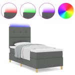vidaXL Pat cu arcuri cu saltea Gri închis 80 x 200 cm țesătură vidaXL Pat cu arcuri cu saltea Gri închis 80 x 200 cm țesătură
