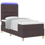 vidaXL Pat cu arcuri cu saltea Maro închis 90 x 200 cm țesătură vidaXL Pat cu arcuri cu saltea Maro închis 90 x 200 cm țesătură