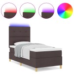 vidaXL Pat cu arcuri cu saltea Maro închis 90 x 200 cm țesătură vidaXL Pat cu arcuri cu saltea Maro închis 90 x 200 cm țesătură