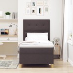 vidaXL Pat cu arcuri cu saltea Maro închis 90 x 200 cm țesătură vidaXL Pat cu arcuri cu saltea Maro închis 90 x 200 cm țesătură