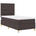 vidaXL Pat cu arcuri cu saltea Maro închis 90 x 200 cm țesătură vidaXL Pat cu arcuri cu saltea Maro închis 90 x 200 cm țesătură
