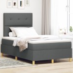 vidaXL Pat cu arcuri cu saltea Gri închis 120 x 190 cm țesătură vidaXL Pat cu arcuri cu saltea Gri închis 120 x 190 cm țesătură