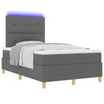 vidaXL Pat cu arcuri cu saltea Gri închis 120 x 190 cm țesătură vidaXL Pat cu arcuri cu saltea Gri închis 120 x 190 cm țesătură
