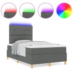 vidaXL Pat cu arcuri cu saltea Gri închis 120 x 190 cm țesătură vidaXL Pat cu arcuri cu saltea Gri închis 120 x 190 cm țesătură
