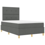vidaXL Pat cu arcuri cu saltea Gri închis 120 x 190 cm țesătură vidaXL Pat cu arcuri cu saltea Gri închis 120 x 190 cm țesătură