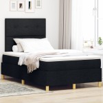 vidaXL Pat cu arcuri cu saltea Negru 120 x 200 cm țesătură vidaXL Pat cu arcuri cu saltea Negru 120 x 200 cm țesătură