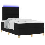 vidaXL Pat cu arcuri cu saltea Negru 120 x 200 cm țesătură vidaXL Pat cu arcuri cu saltea Negru 120 x 200 cm țesătură
