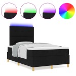 vidaXL Pat cu arcuri cu saltea Negru 120 x 200 cm țesătură vidaXL Pat cu arcuri cu saltea Negru 120 x 200 cm țesătură