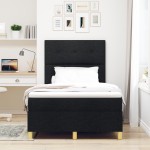 vidaXL Pat cu arcuri cu saltea Negru 120 x 200 cm țesătură vidaXL Pat cu arcuri cu saltea Negru 120 x 200 cm țesătură