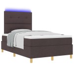 vidaXL Pat cu arcuri cu saltea Maro închis 120 x 200 cm țesătură vidaXL Pat cu arcuri cu saltea Maro închis 120 x 200 cm țesătură