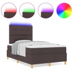 vidaXL Pat cu arcuri cu saltea Maro închis 120 x 200 cm țesătură vidaXL Pat cu arcuri cu saltea Maro închis 120 x 200 cm țesătură