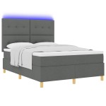 vidaXL Pat cu arcuri cu saltea Gri închis 160 x 200 cm țesătură vidaXL Pat cu arcuri cu saltea Gri închis 160 x 200 cm țesătură