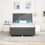 vidaXL Pat cu arcuri cu saltea Gri închis 160 x 200 cm țesătură vidaXL Pat cu arcuri cu saltea Gri închis 160 x 200 cm țesătură