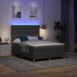 vidaXL Pat cu arcuri cu saltea Gri închis 160 x 200 cm țesătură vidaXL Pat cu arcuri cu saltea Gri închis 160 x 200 cm țesătură