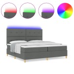 vidaXL Pat cu arcuri cu saltea Gri închis 200 x 200 cm țesătură vidaXL Pat cu arcuri cu saltea Gri închis 200 x 200 cm țesătură