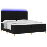 vidaXL Pat cu arcuri cu saltea Negru 200 x 200 cm țesătură vidaXL Pat cu arcuri cu saltea Negru 200 x 200 cm țesătură