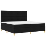 vidaXL Pat cu arcuri cu saltea Negru 200 x 200 cm țesătură vidaXL Pat cu arcuri cu saltea Negru 200 x 200 cm țesătură