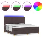 vidaXL Pat cu arcuri cu saltea Maro închis 200 x 200 cm țesătură vidaXL Pat cu arcuri cu saltea Maro închis 200 x 200 cm țesătură