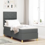vidaXL Pat cu arcuri cu saltea Gri închis 80 x 200 cm țesătură vidaXL Pat cu arcuri cu saltea Gri închis 80 x 200 cm țesătură