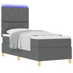 vidaXL Pat cu arcuri cu saltea Gri închis 80 x 200 cm țesătură vidaXL Pat cu arcuri cu saltea Gri închis 80 x 200 cm țesătură