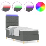 vidaXL Pat cu arcuri cu saltea Gri închis 80 x 200 cm țesătură vidaXL Pat cu arcuri cu saltea Gri închis 80 x 200 cm țesătură