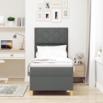 vidaXL Pat cu arcuri cu saltea Gri închis 80 x 200 cm țesătură vidaXL Pat cu arcuri cu saltea Gri închis 80 x 200 cm țesătură