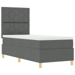 vidaXL Pat cu arcuri cu saltea Gri închis 80 x 200 cm țesătură vidaXL Pat cu arcuri cu saltea Gri închis 80 x 200 cm țesătură