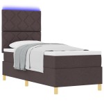 vidaXL Pat cu arcuri cu saltea Maro închis 80 x 200 cm țesătură vidaXL Pat cu arcuri cu saltea Maro închis 80 x 200 cm țesătură