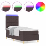 vidaXL Pat cu arcuri cu saltea Maro închis 80 x 200 cm țesătură vidaXL Pat cu arcuri cu saltea Maro închis 80 x 200 cm țesătură