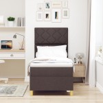 vidaXL Pat cu arcuri cu saltea Maro închis 80 x 200 cm țesătură vidaXL Pat cu arcuri cu saltea Maro închis 80 x 200 cm țesătură