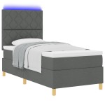 vidaXL Pat cu arcuri cu saltea Gri închis 90 x 190 cm țesătură vidaXL Pat cu arcuri cu saltea Gri închis 90 x 190 cm țesătură