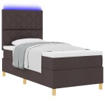 vidaXL Pat cu arcuri cu saltea Maro închis 90 x 200 cm țesătură vidaXL Pat cu arcuri cu saltea Maro închis 90 x 200 cm țesătură
