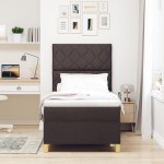 vidaXL Pat cu arcuri cu saltea Maro închis 90 x 200 cm țesătură vidaXL Pat cu arcuri cu saltea Maro închis 90 x 200 cm țesătură