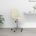 vidaXL Scaun de birou pivotant, crem, material textil vidaXL Scaun de birou pivotant, crem, material textil