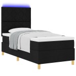vidaXL Pat cu arcuri cu saltea Negru 100 x 200 cm țesătură vidaXL Pat cu arcuri cu saltea Negru 100 x 200 cm țesătură
