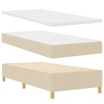 vidaXL Pat cu arcuri cu saltea cu headboard Crem 100 x 200 cm țesătură vidaXL Pat cu arcuri cu saltea cu headboard Crem 100 x 200 cm țesătură