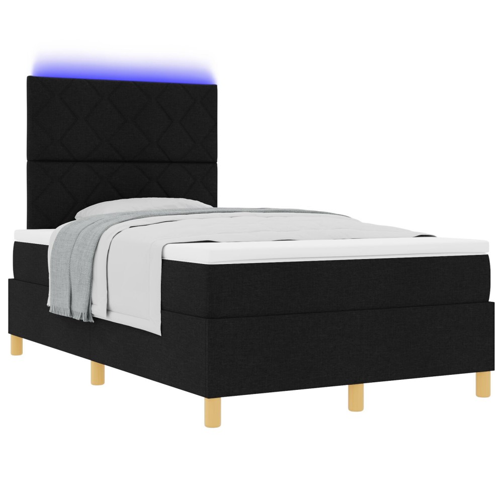 vidaXL Pat cu arcuri cu saltea Negru 120 x 200 cm țesătură