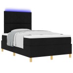 vidaXL Pat cu arcuri cu saltea Negru 120 x 200 cm țesătură vidaXL Pat cu arcuri cu saltea Negru 120 x 200 cm țesătură